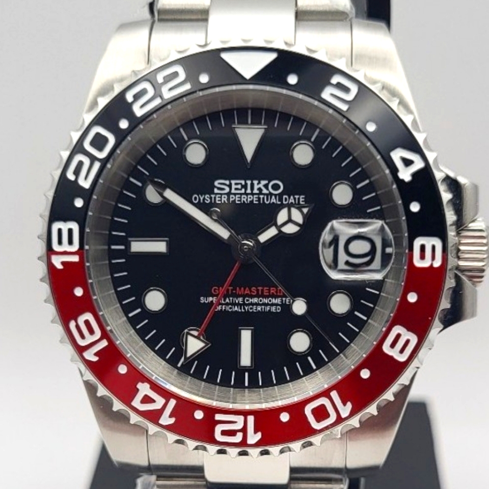 New Custom 40mm Seikomod Automatic Gmt Watch
